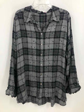 Load image into Gallery viewer, Jane and Delancy Size 3X Grey/Black Plaid Blouse