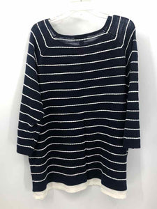 CJ Banks Size 3X Navy/White Stripe Knit Top