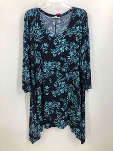 Woman Within Size 5X blue/aqua Print Knit Top