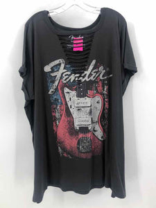 Fender Size 3X Gray Screen Printed Knit Top