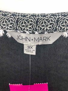 John Mark Size 3X Black/white Embroidered Blouse