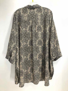 Catherines Size 5X Black/beige Print Blouse