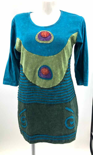 Venus Size Medium Turq/green Embroidered Dress
