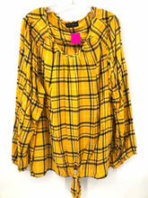 Load image into Gallery viewer, Lane Bryant Size 26 Mustard/black Plaid Blouse