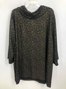 Catherines Size 4X Black/gold Print Knit Top