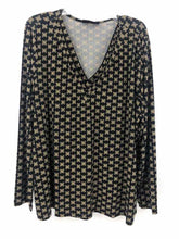 Load image into Gallery viewer, Lane Bryant Size 22/24 Black/gold Print Knit Top