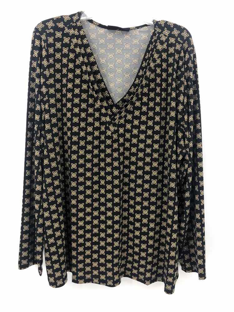 Lane Bryant Size 22/24 Black/gold Print Knit Top