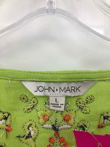 John + Mark Size Large Lime Green Embroidered Blouse