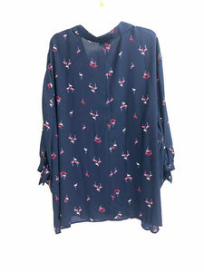 Catherines Size 5X Navy/Pink flamingos Blouse