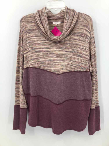 Maurices Size XL Maroon/beige Stripe Knit Top