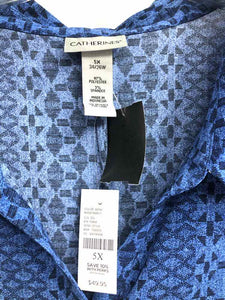 Catherines Size 5X Blue Print Blouse