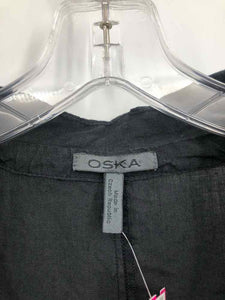 Oska Size 1X Black Linen Blouse