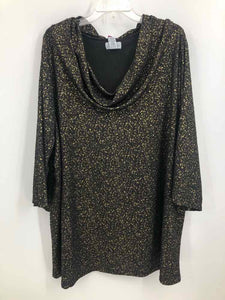 Catherines Size 4X Black/gold Print Knit Top