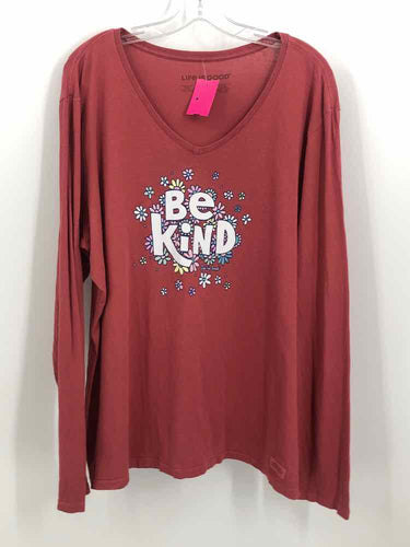 Life is Good Size 1X Coral Screen Printed Knit Top