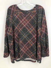 Load image into Gallery viewer, Tribal Size XL Gray/Maroon Plaid Knit Top