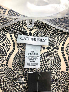 Catherines Size 5X Black/beige Print Blouse