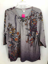 Load image into Gallery viewer, CJ Banks Size 2X Gray/Rust Floral Tunic