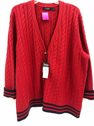 Lauren Size 3X Red Cardigan