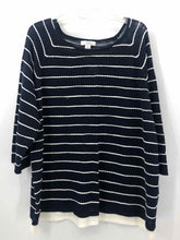 Load image into Gallery viewer, CJ Banks Size 3X Navy/White Stripe Knit Top