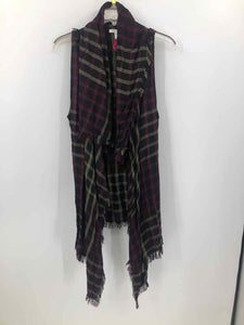 Maurices Size O/S Maroon/Black Plaid Vest