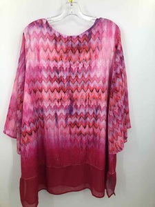 Catherines Size 2X Pink Zigzag Knit Top