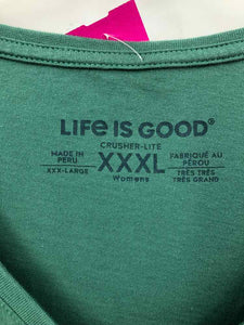 Life is Good Size 2X Green Screen Printed Knit Top