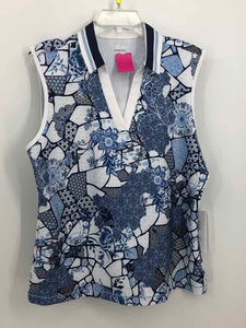 Johnny Was Size XL Blue/white Print Knit Top