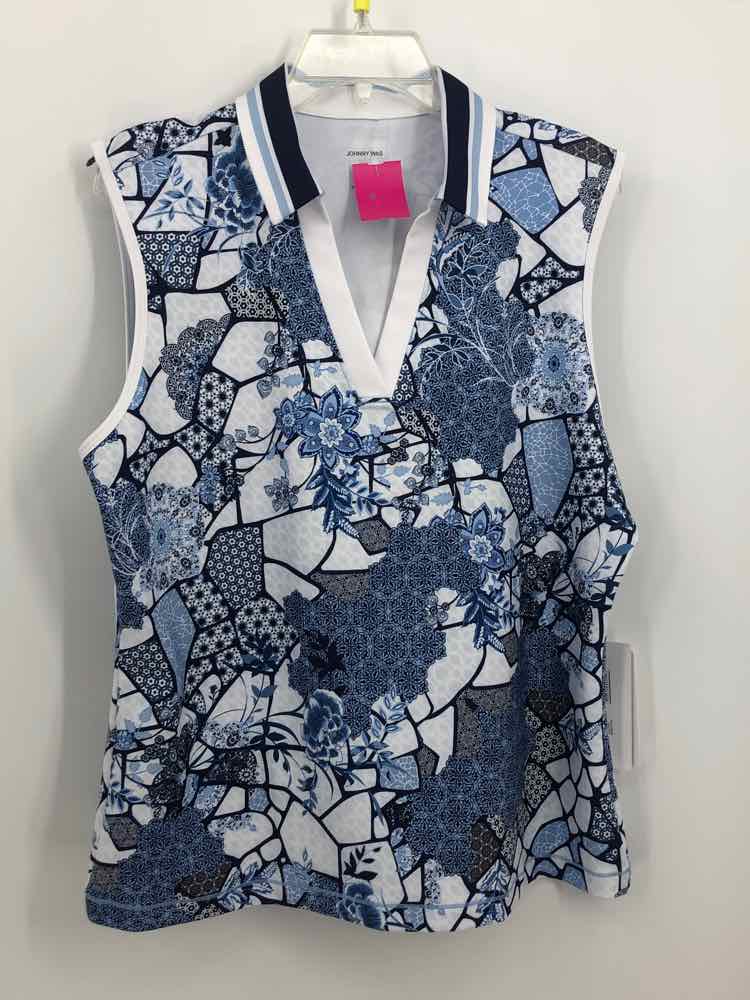 Johnny Was Size XL Blue/white Print Knit Top