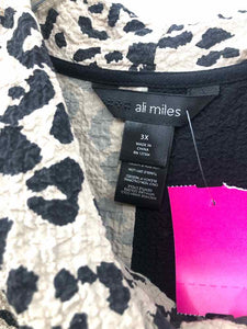 Ali Miles Size 3X Black/tan Animal Print Tunic