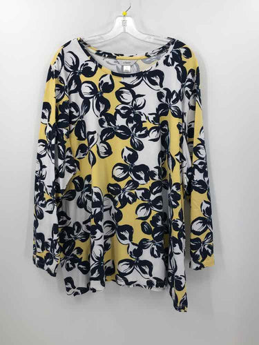 CJ Banks Size 4X Navy/yellow Floral Knit Top