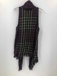 Maurices Size O/S Maroon/Black Plaid Vest