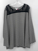 Load image into Gallery viewer, CJ Banks Size 3X Black/white Stripe Knit Top