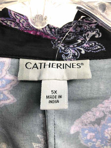 Catherines Size 5X Black/Purple Print Blouse