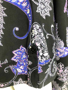 Catherines Size 5X Black/Purple Print Blouse