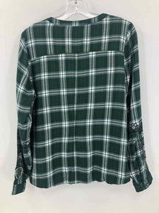 Green Tea Size Small Green/white Plaid Blouse