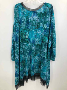 Catherines Size 4X blue/aqua Print Knit Top