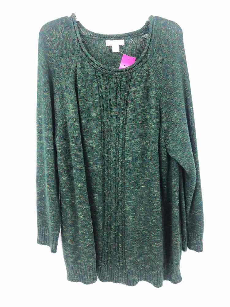 CJ Banks Size 3X Green/yellow marled Sweater