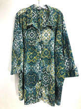 Load image into Gallery viewer, Catherines Size 5X aqua/greem Print Blouse