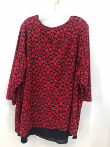 Catherines Size 3X Red/Black Embroidered Tunic