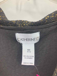 Catherines Size 4X Black/gold Print Knit Top