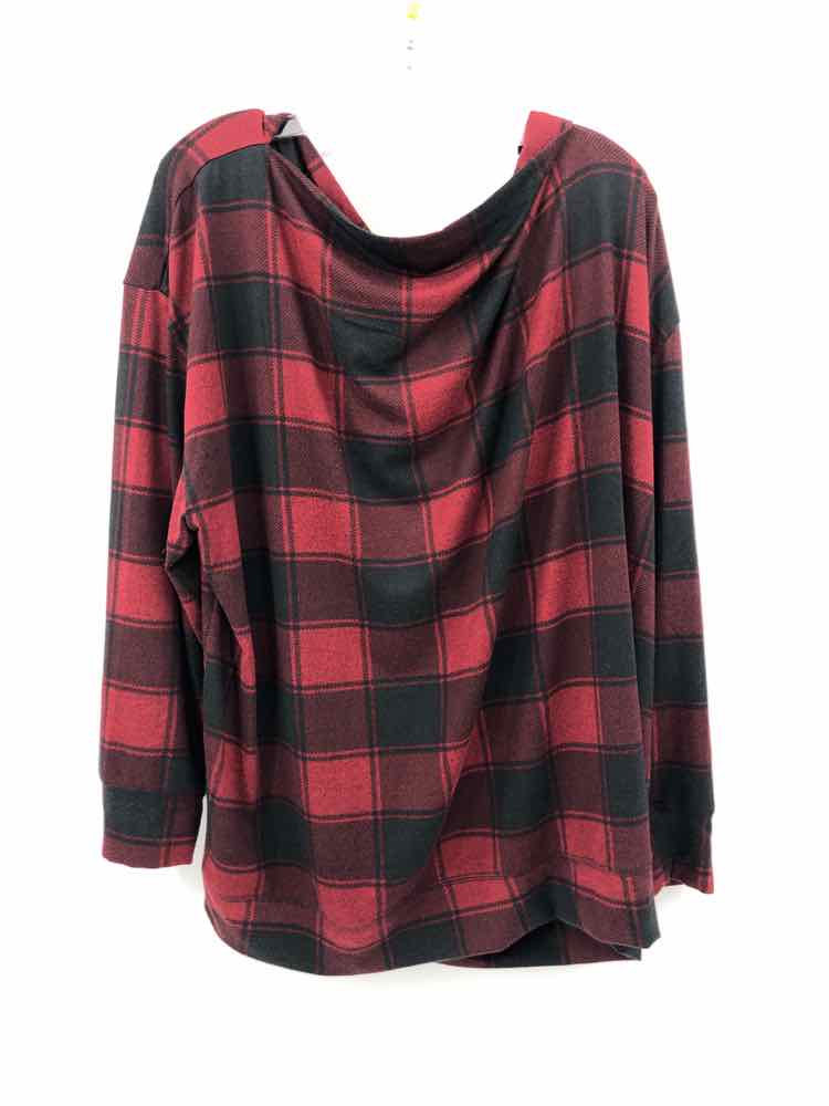 Maurices Size 3X Black/Red Plaid Tunic