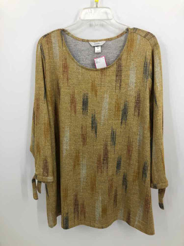 CJ Banks Size 2X Mustard Print Tunic