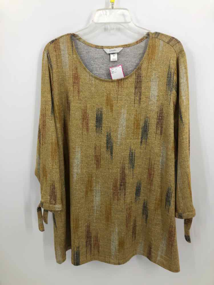 CJ Banks Size 2X Mustard Print Tunic