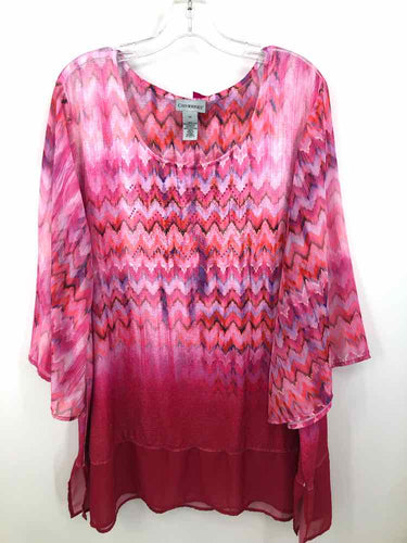 Catherines Size 2X Pink Zigzag Knit Top