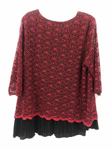 CJ Banks Size 2X Red/Black Lace Knit Top