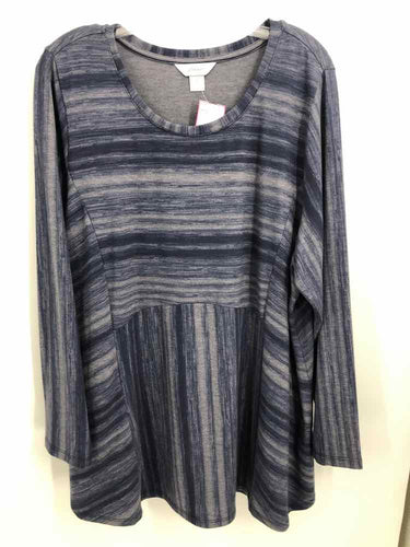 CJ Banks Size 2X NAVY/GRAY lines Tunic