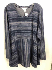 CJ Banks Size 2X NAVY/GRAY lines Tunic
