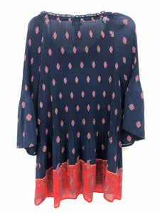 Catherines Size 1X Navy/red Print Blouse