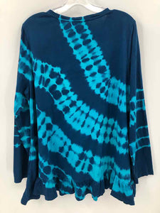 Logo Size 1X Aqua/Turq tiedye Knit Top