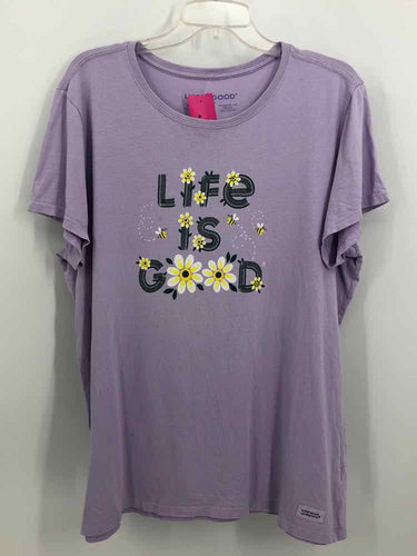 Life is Good Size XL LAVENDAR Screen Printed Knit Top